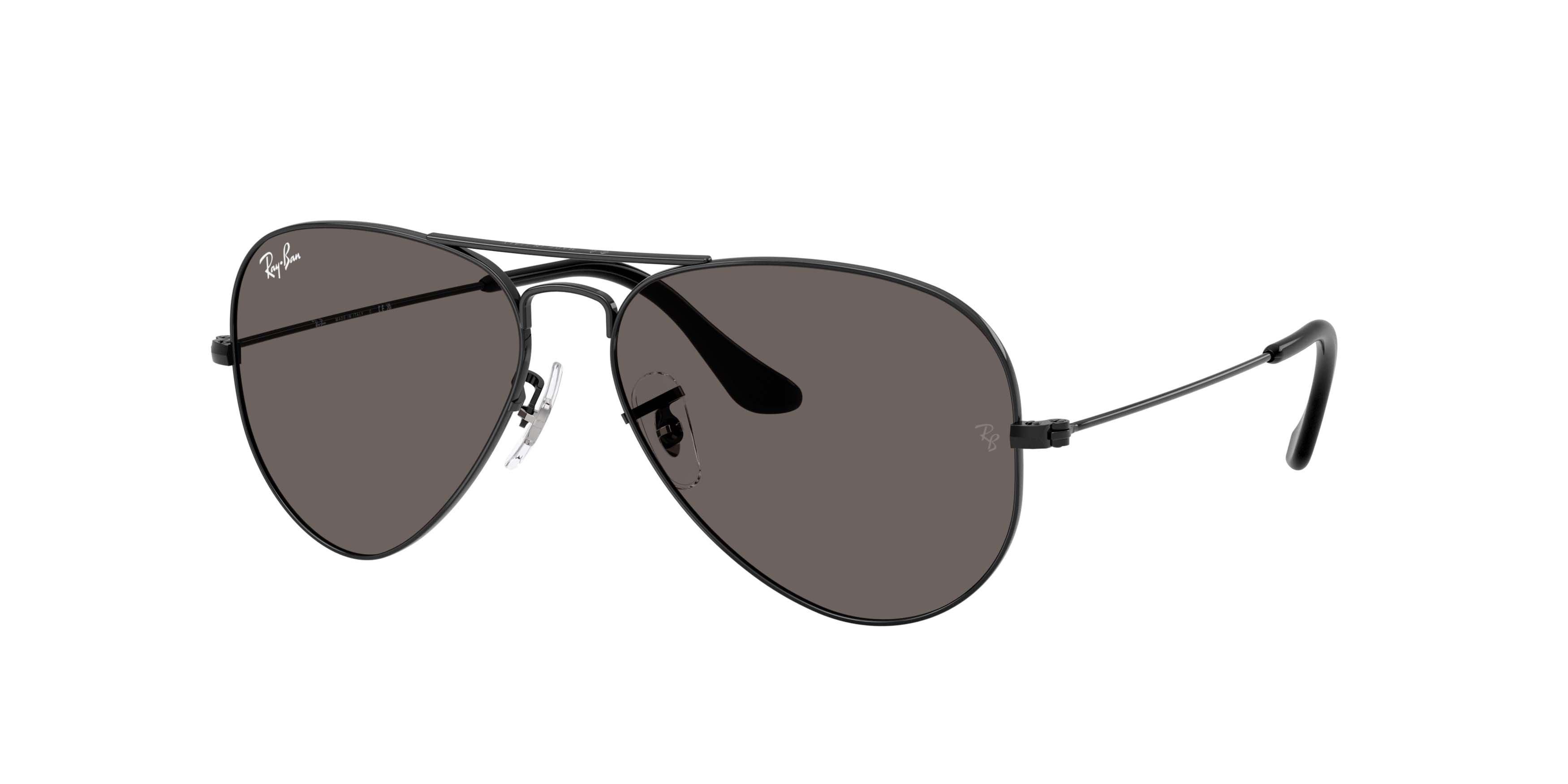 Ray-Ban Aviator Classic Dark Grey Sunglasses - Polished Black - BLACK/GREY